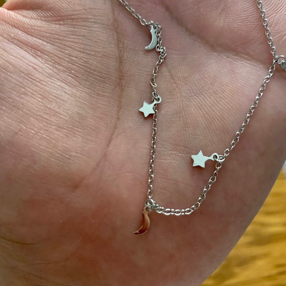 Giani Bernini Sterling Silver Chain Moon Star Dangle Anklet - Picture 7 of 7